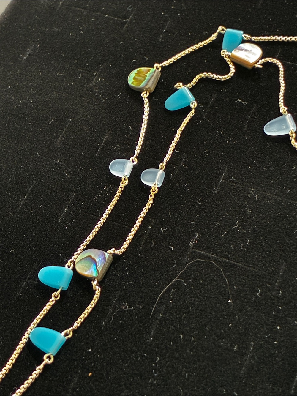 Nordstrom’s silver Chain Necklace with Turquoise and Aqua Gem Accents